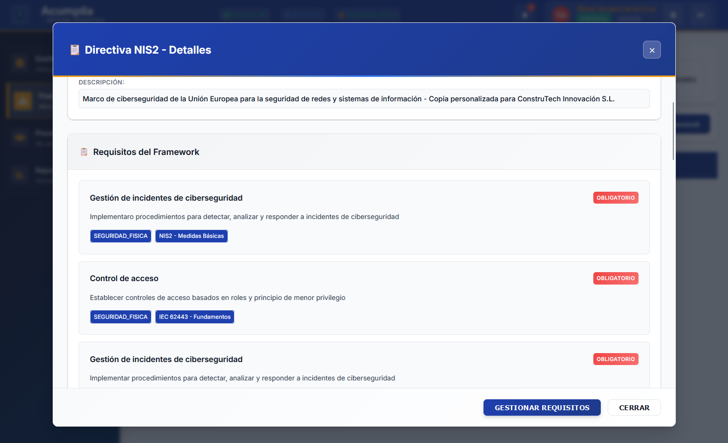 Reportes NIS2 de Acumplia